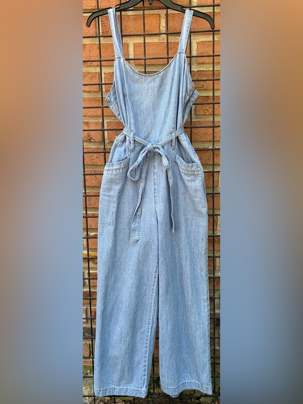 Rewash Light Blue Denim Jumpsuit with Tie Waist
